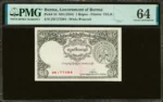 Burma 1 Rupee Union Bank of Burma Pick 38 — obverse
