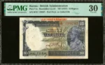 Burma 10 Rupees KGV Red Overprint — obverse