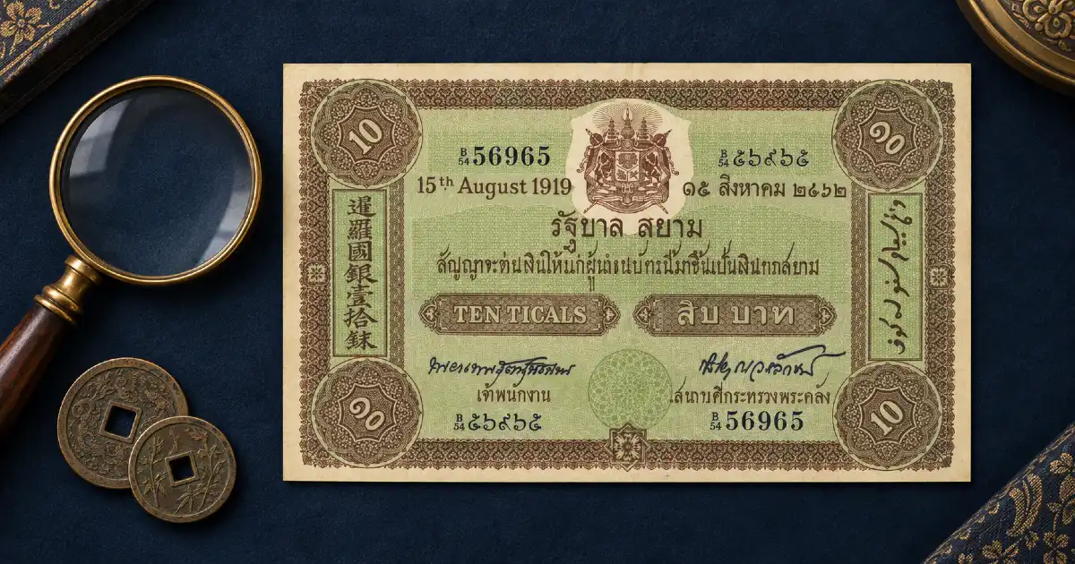 Asian banknote and coin dates shown in regional calendars and numeral systems